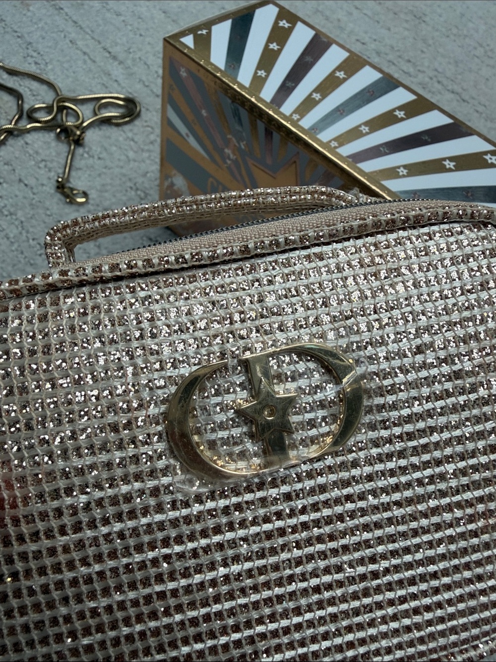 Dior Metallic Gold Beige Woven Bag - Picture 3 of 7